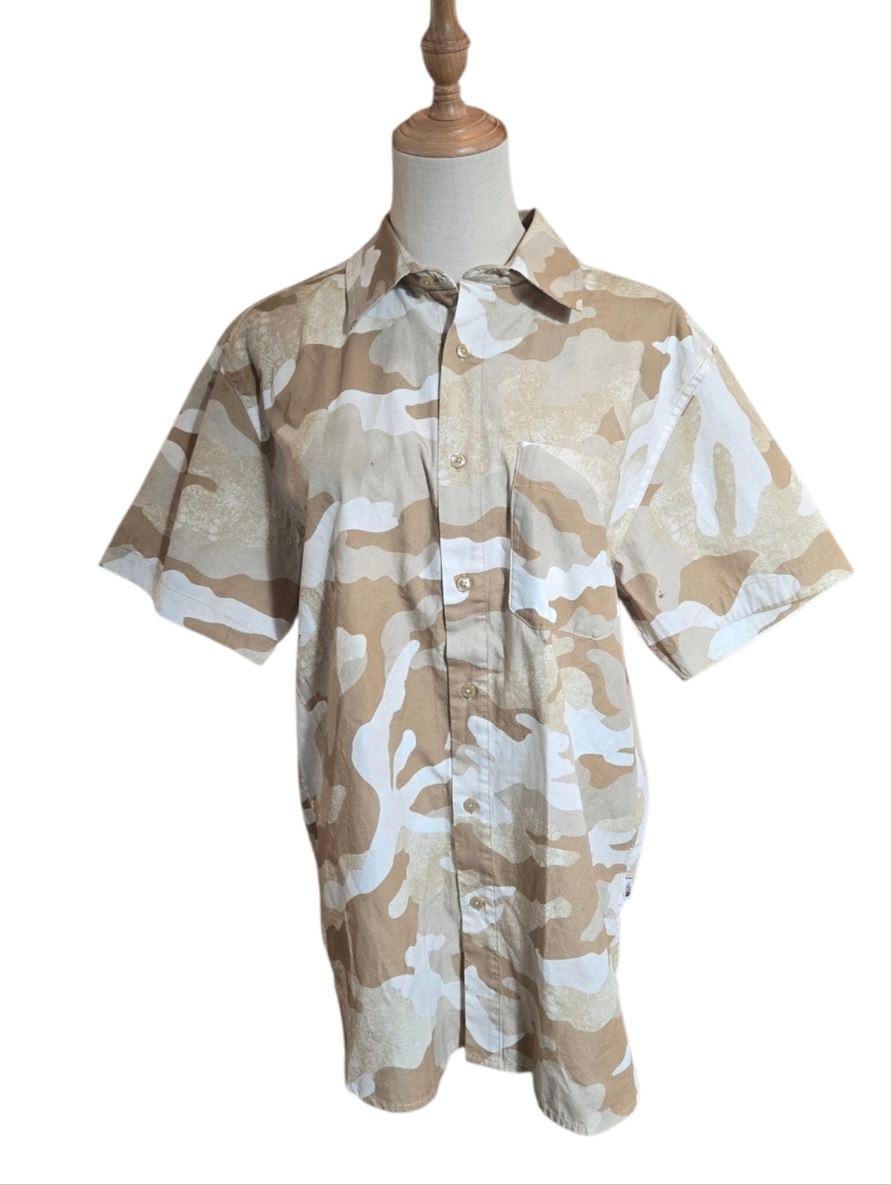 The North Face Tan Camo Button Down Short NWT